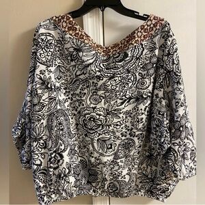 Anthropologie Samia catching eye print blouse dolman sleeve XL